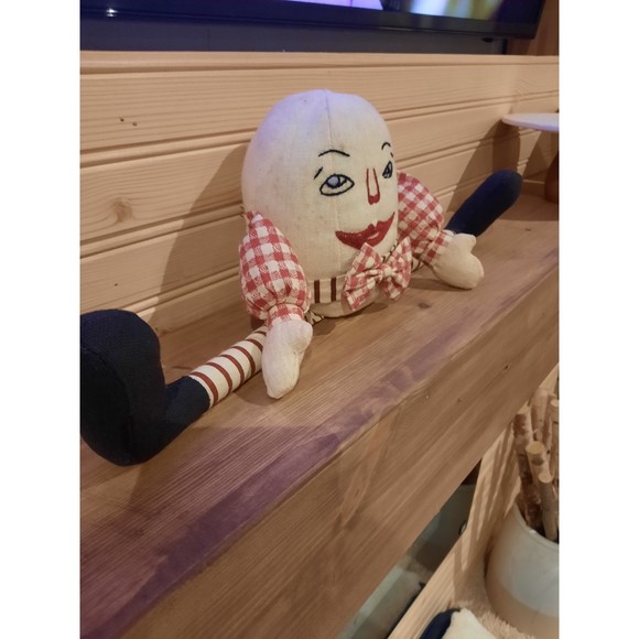 Humpty Dumpty Hand Made Stuffed Charactor Doll, Embroidered Face, Scary Face - Picture 3 of 5
